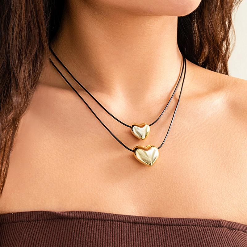 Bohemian Multilayer Handmade Beads Chain Fashion Necklaces Oil Heart Cross Pendant Jewelry For Women Accessories X0189