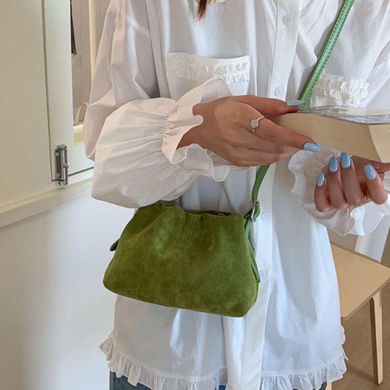 ПУ Сумка через плечо Однотонная Сумка под мышкой Легкая Сумка кроссбоди Затягивающийся шнурок для женщин Повседневное использование Особый случай зелёный 4500₽
