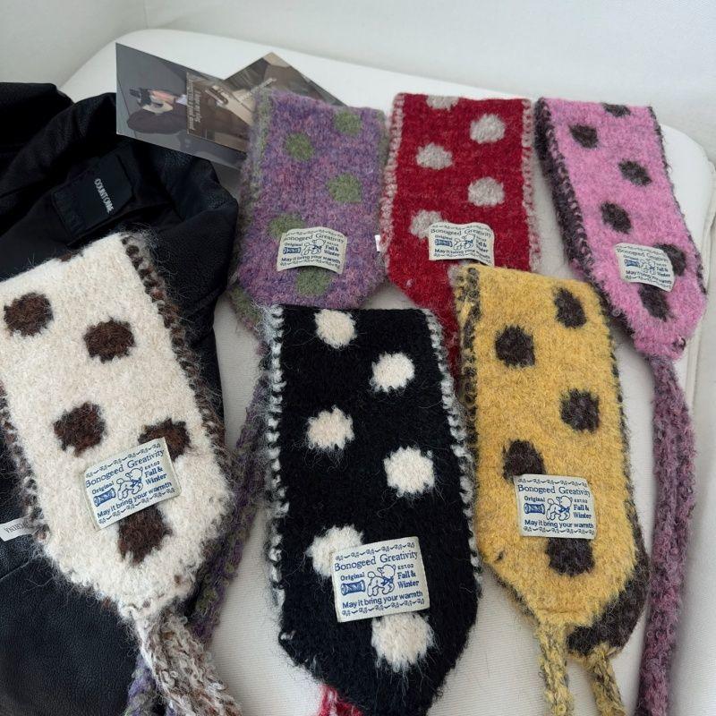 Winter Girls Knitted Earmuffs Cute Color Women Dots Strap Ear Protection Lady Warm Versatile Earflap