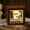 3D Galaxy Crystal Cube Night Light with Wooden Base - Illuminated Desktop Ornament, Perfect Birthday Gift