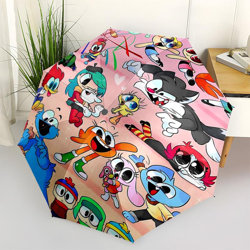 

1pc Cookie Monster & Friends Outdoor Umbrella - Automatic Opening/Closing, 3-Fold Design, 8-Bone Iron Frame, Perfect Gift for Fans, Travelers, Daily U