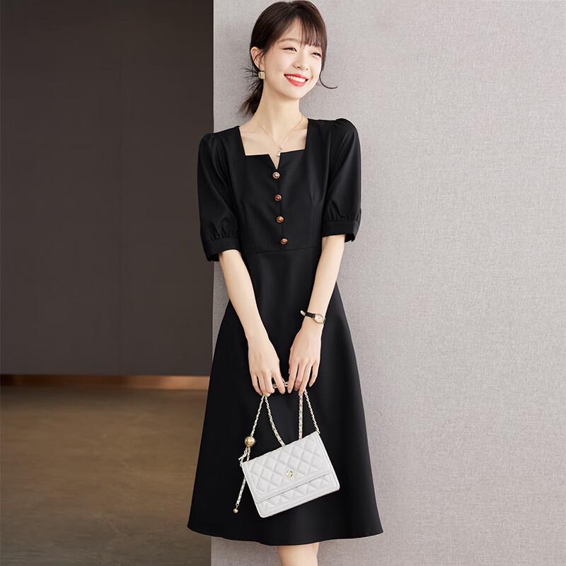 La Chapelle 2026 French Retro Square Neck Midi Dress