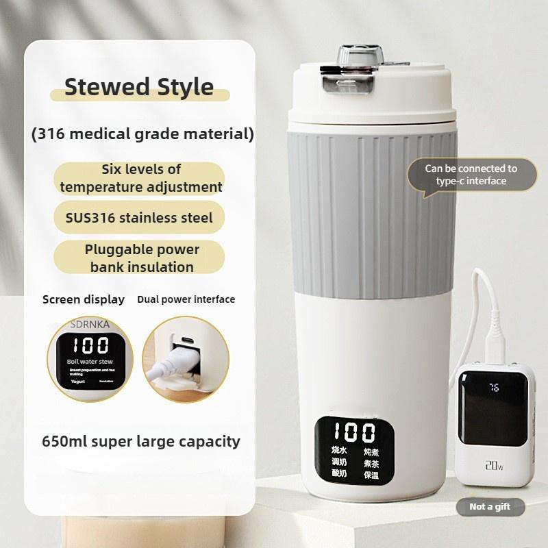 650ML Dormitory Integrated Boiling Water Cup Portable Travel Insulation Kettle Household Small Electric Heating Water Cup