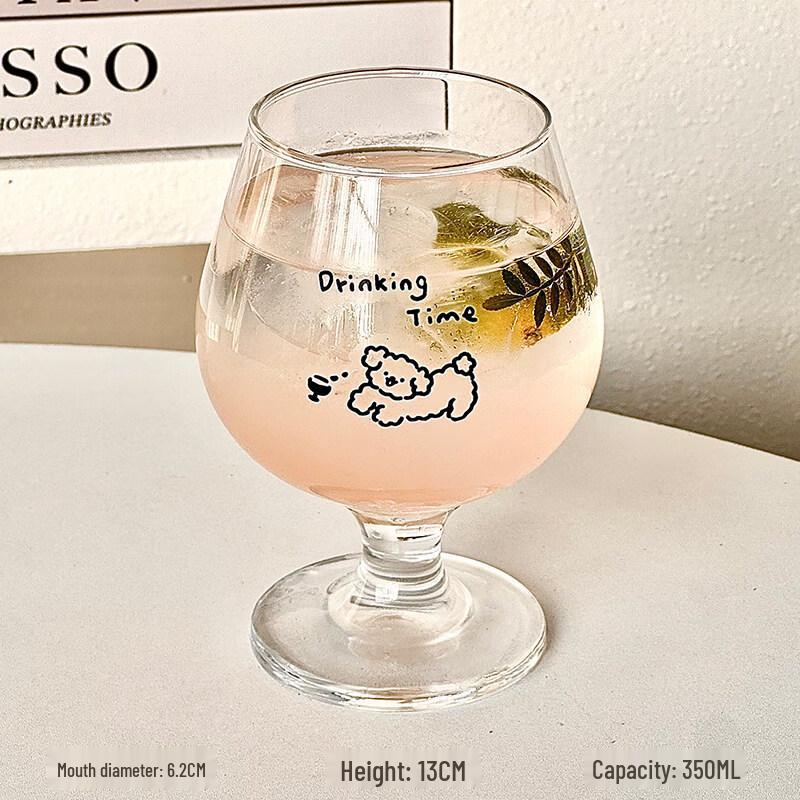 OLOEY Korean Style Cute Puppy Glass Goblet