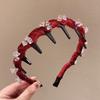 Fluffy High Cranial Top Headband Toothed Non-slip Hair Hoop Wave Headband with   Makeup