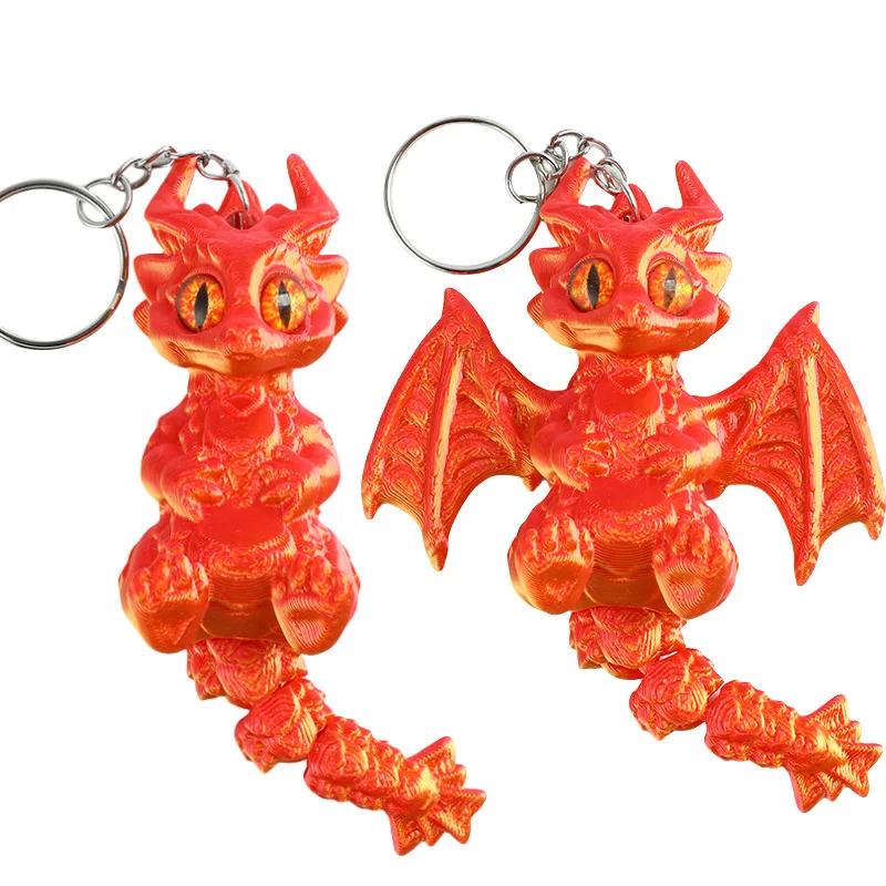 3D Printed Dragon Keychains Articulated Dragons Dragon Fidget Dragons Keychain Ornaments Simulation Model Figurines Statue Gifts