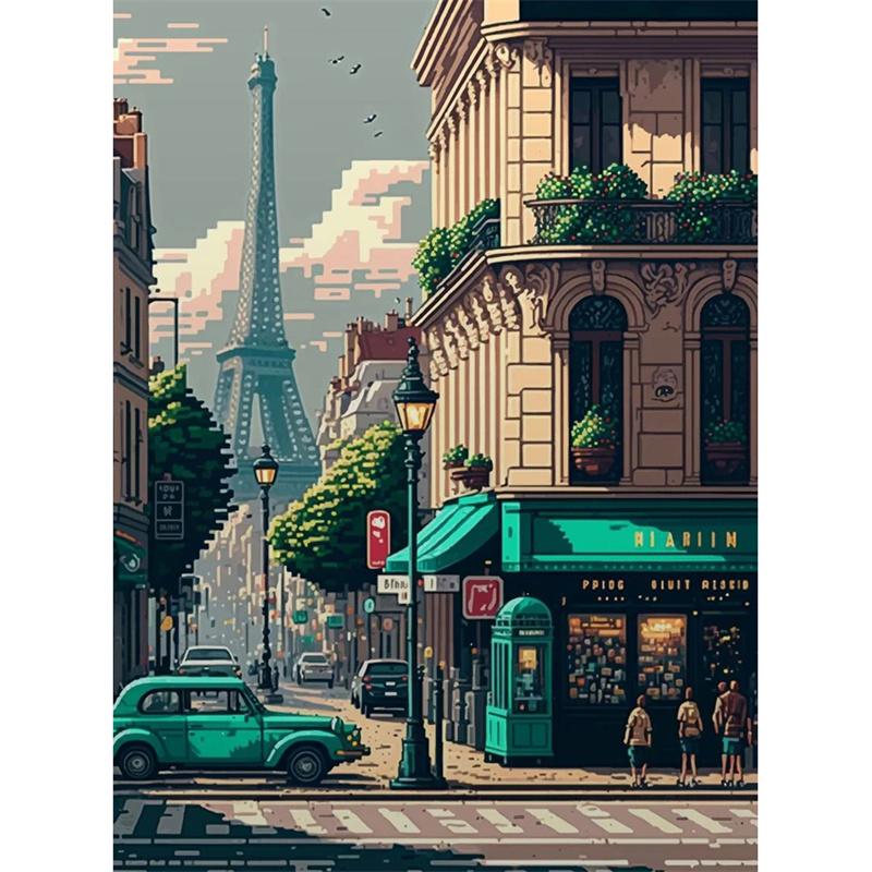 DIY Diamond Painting Buildings and Streets Stitch Kit Mosaic Art Diamond Painting Full Circle/Square Diamond Home Decoration