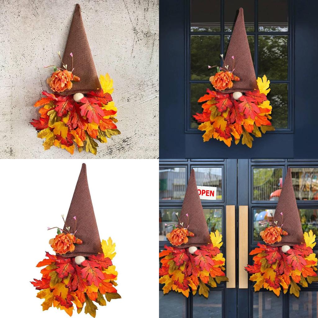 Holiday Door Hanger With Maple Leaf Hat For Thanksgiving Decor And Photo Props