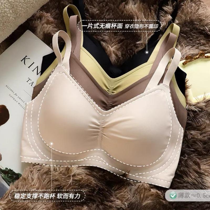 Traceless Nude Underwear, Women's Soft Support, Big Breasts, Small Thin Styles, No Steel Rings, Sub-breasts, Sports Bra Cover.