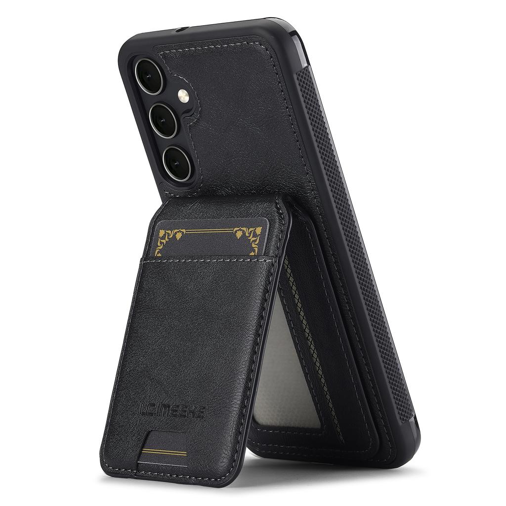 For Samsung Galaxy S24+ Magnetic Case Detachable Card Holder Leather+TPU Mobile Cover