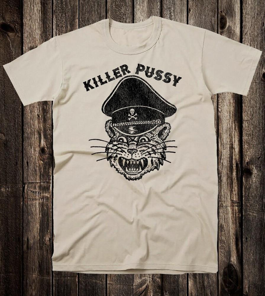 Retro Prison Tattoo Tee T shirt Vtg Art Black Cat Killer Pussy