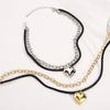 Heart Chain Pendant Necklace for Women Exquisite Black Leather String Collarbone Chains Punk Choker Retro Versatile Jewelry Gift