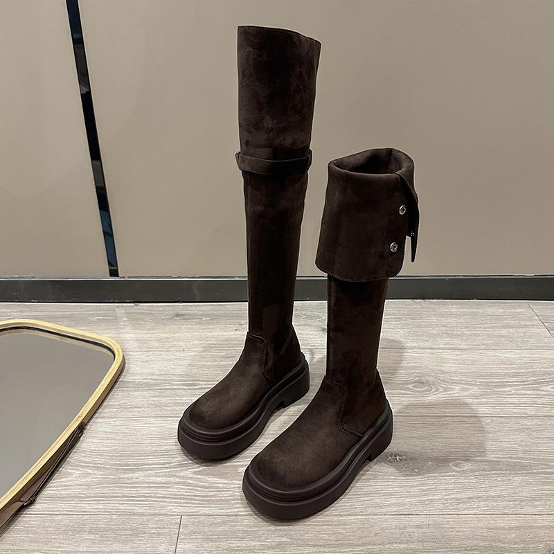 

Fashion Tribe Two Wear Fold Thick-soled Boots Children s Fall 2025 New Thick Heel Knight Boots 35