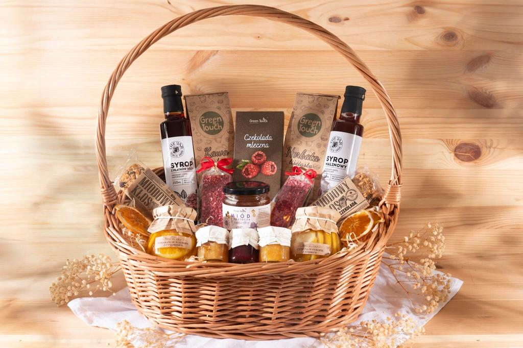 Grote Cadeaumand Premium Poolse Honing Siroop Set Thee Bedankje