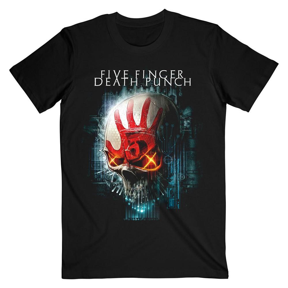 

Five Finger Death Punch T-Shirt FFDP Interface Skull Band Official New Black L