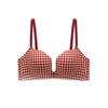 Womens Push Up Bra Thick Padded Non-empty Cup Comfortable Pure Desire Sexy Lingerie Red Plaid Daily Wear