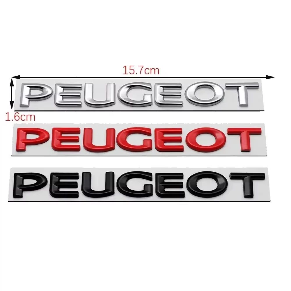1PCS Metal Car Rear Trunk Badge Tail Letter Emblem Sticker Peugeot 107 108 206 207 208 301 307 308 407 408 2008 5008 Exterior