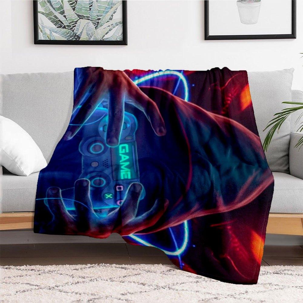 "Neon Gaming Controller Hoodie - Gamer Style"Blanket Flannel Throw Blanket for Sofa, Bed, Travel, Camping, Office, Couch, Chair, And Bed Gif