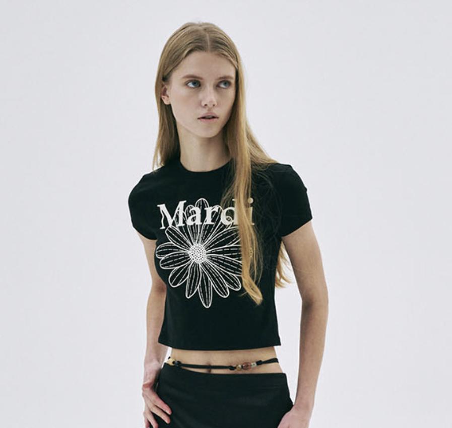 

[Mardi Mercredi] CROPPED TSHIRT FLOWERMARDI FREE чорний/слонова кістка