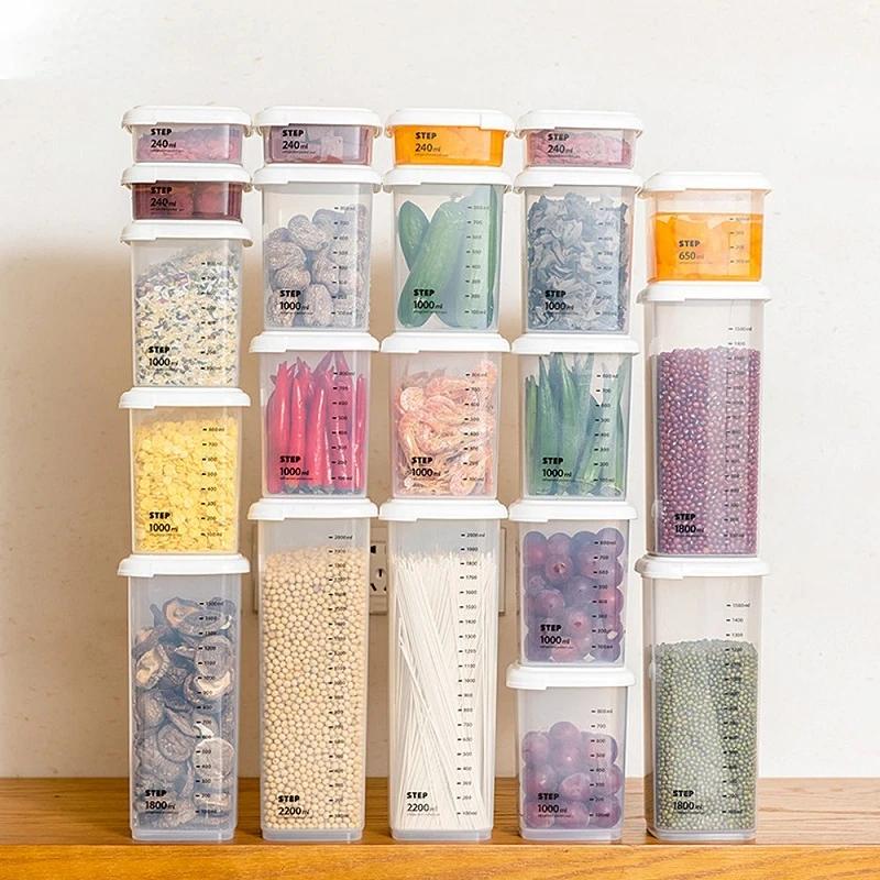 Plastic Sealed Cans Kitchen Storage Box Transparent Food Canister Keep Fresh New Clear Container In Different Capacity