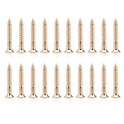 Musiclily Pro Countersunk Head Bridge Mounting Gold of 3.5x25mm Guitar/Bass Screws, (Pack 20)