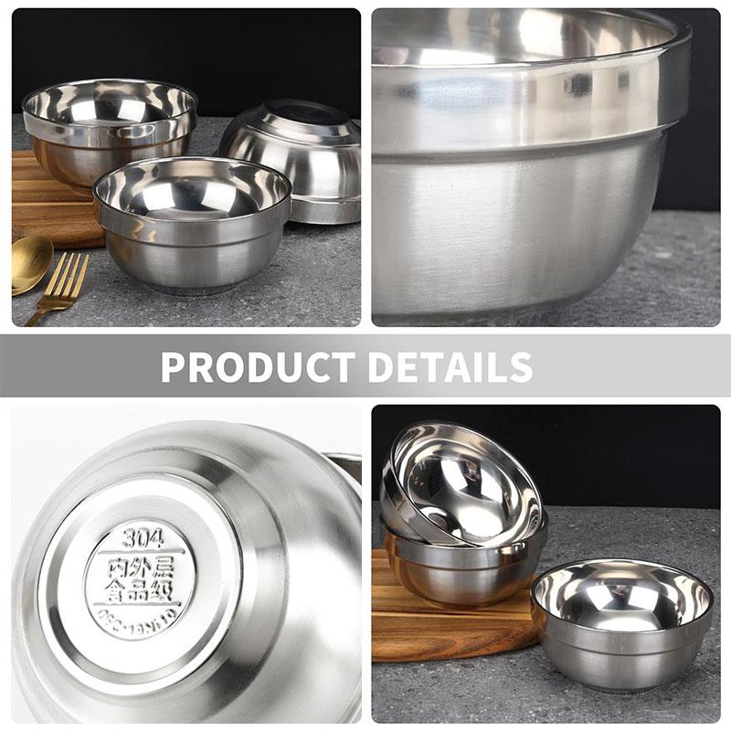 2/4 Paquetes de Tazones de Acero Inoxidable de Doble Pared Aislados para Sopa Servidor Metálico para Plato de Arroz Apto para Lavavajillas Servidor Metálico