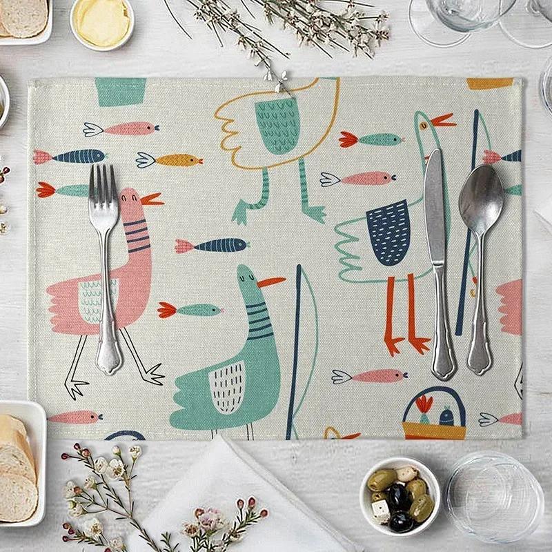 1PC Tiger Lion Place Mat Cartoon Animal Pattern Table  Creative   For Wedding Kitchen Decor Marine Life Placemat