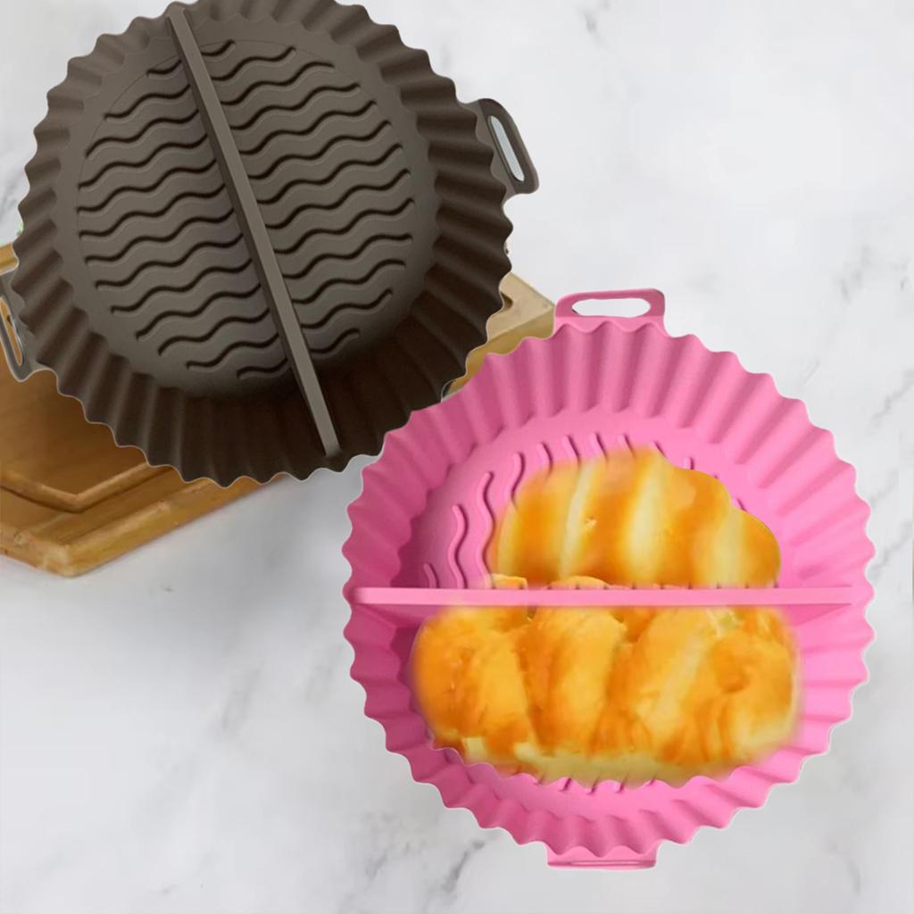 Air Fryer Silicone Baking Tray High-Temperature Resistant Foldable Baking For Pizza Chicken Wings French Fries Kitchen Accessory