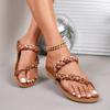 Women's New Fashion Bohemian Handwoven Ribbon Rhinestone Sandals Light Women's Beach Shoes