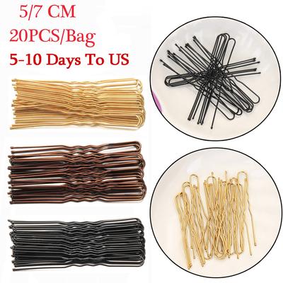 20Pcs /Bag 5/6/7cm U Shaped Alloy Hairpins Waved Hair Clips Simple Metal Bobby Pins Barrettes Bridal Hairstyle Tools Accessories