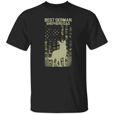 Best German Shepherd Dad T-Shirt Gift American Flag Shepherd Owner Unisex Tee Bl