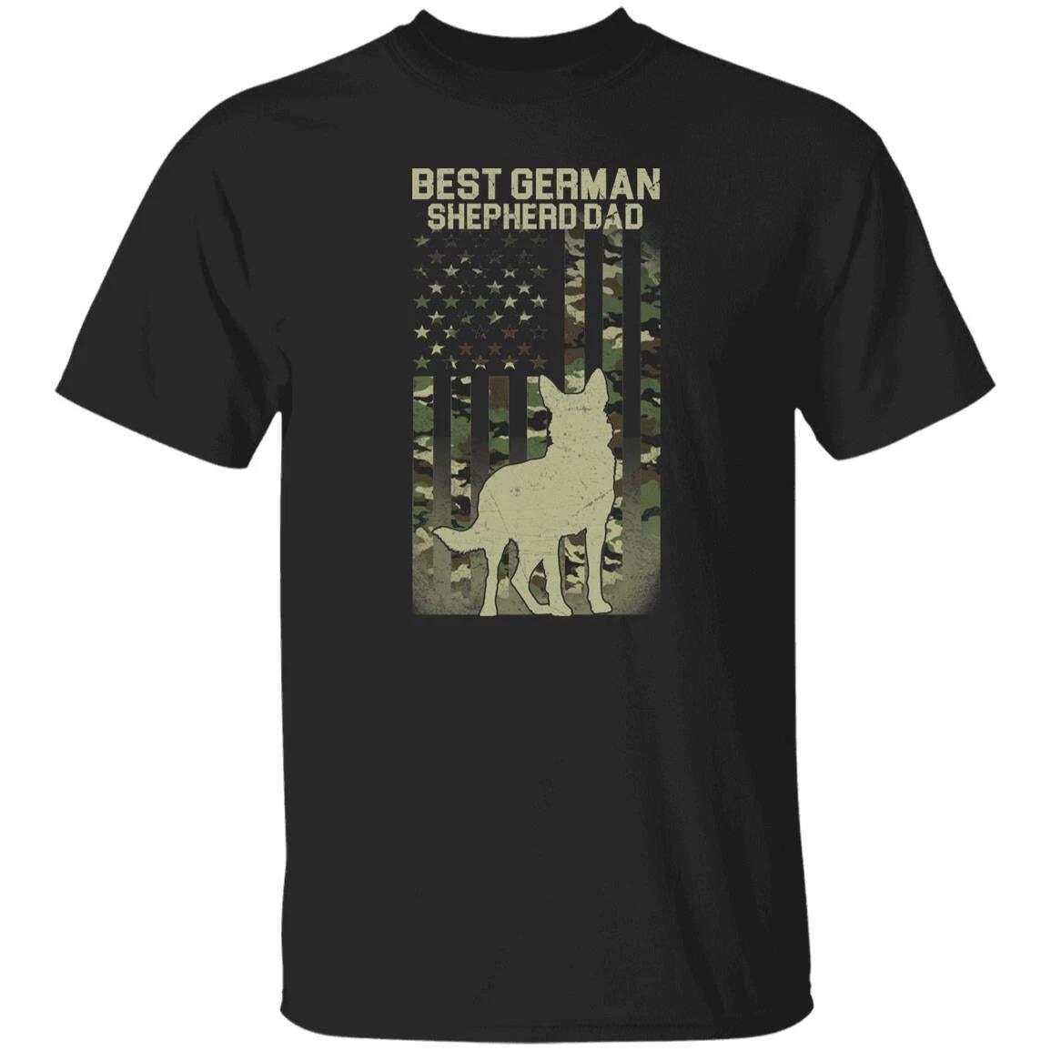 Best German Shepherd Dad T-Shirt gift American Flag Shepherd owner Unisex tee Bl 3XL