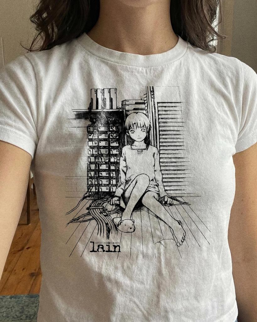 Serial Experiments Lain | Anime T-Shirt | Y2K Streetwear T-Shirt | Cropped Grafik-T-Shirt | Vintage Stil