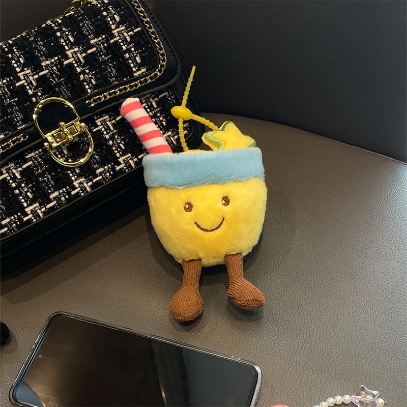 

Kawaii Summer Orange Lemon Watermelon Soda Keychain Backpack Hangings Pendant Decoration Cartoon Plush Stuffed Doll Toy Gift