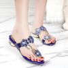 Bohemian Rhinestone Sandals for Women Summer High Heels Gladiator Sandals Woman Slip on Beach Slippers Flip Flops Shoes