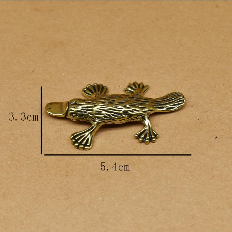 Retro Brass Platypus Ornament Solid Copper Duckbill Miniature Figurine Metal Tea Pet Feng Shui Collectible Model Home Decor
