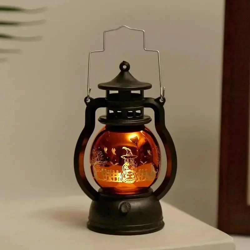 Halloween Decoration Prop Handheld Oil Lamp Pumpkin Lamp Vintage Oil Lamp Bar Escape Room Ghost Festival Scene Atmosphere Setup
