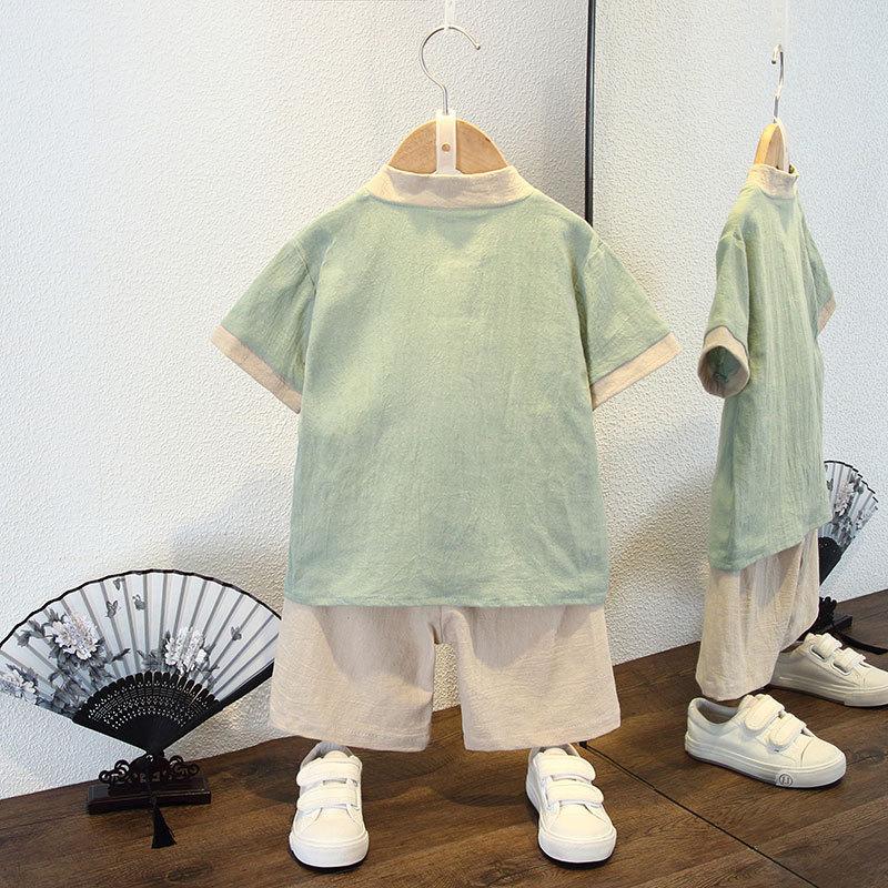 Children's Hanbok Boys Short-sleeved Chinese Style Tang Suit Spring, Summer and Autumn Suit Girls Ancient School Chorus Performance Clothing