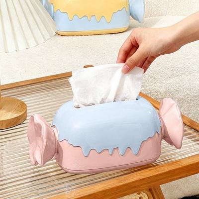 Tabletop Decor Cartoon Candy Tissue Box Decorative Plastic Napkin Holder Large Capacity Exquisite Tissue Box Storage Function