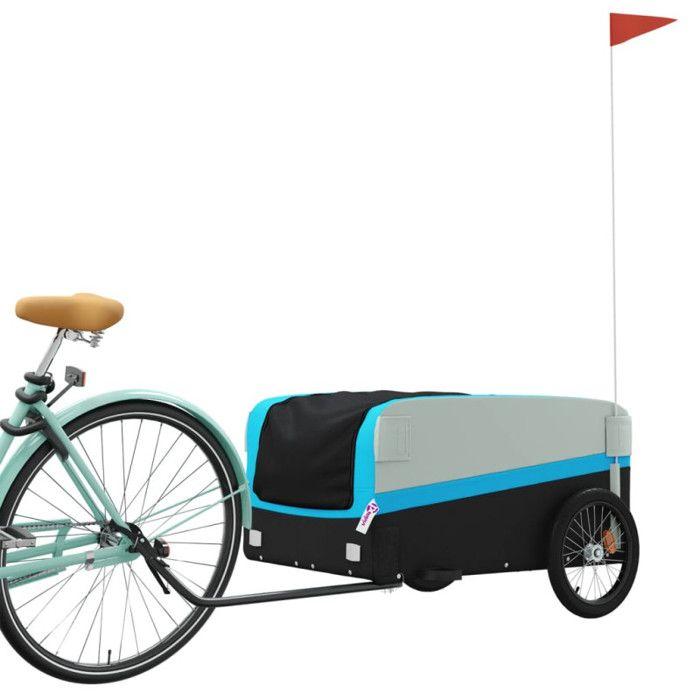 VidaXL Bicycle Trailer Black and Blue 45 Kg Iron 94051