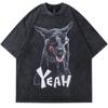 Vintage T Shirt Streetwear Funny Doberman Dog Graphic Print Oversized Washed T-Shirt High Street Diablo Old Tshirt Hip Pop Tees