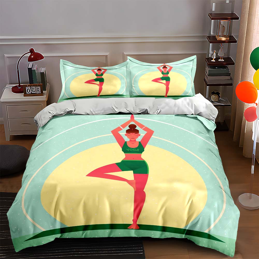 

Yoga pose illustration Bedding Duvet cover sets Duvet covers Pillowcases gifts (1 * Duvet Cover 2 * Pillowcases, without duvet insert) 135x200cm