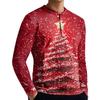 Men's Casual Button-Down Sweatshirt Fashion Printed Long Sleeve Shirt Pullover