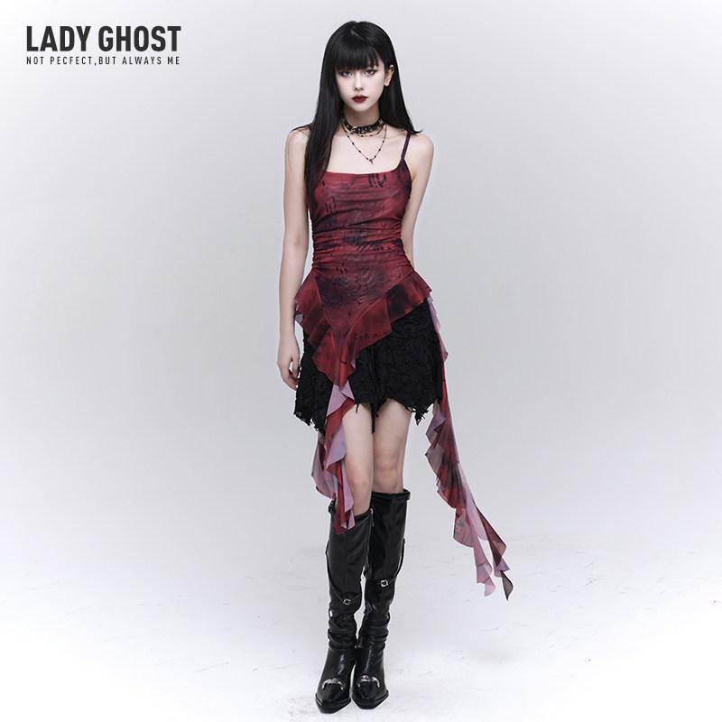 Ghost Girl Red Ribbon Strappy Top - Women s Chic Summer Outerwear M