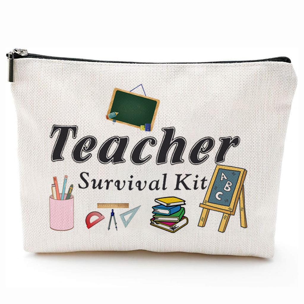 Teacher Gifts Teacher Appreciation Gifts Thank You Teacher Gift Bags Zipper Cosmetic Makeup Bag Canvas Pencil Pouch