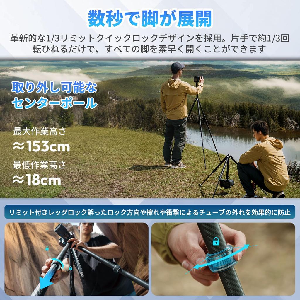 Ulanzi TreeRoot Camera F38 Quick Falcam Travel Carbon Ball 3kg Load 40kg Vertical Load with Storage Case Tripod, Shoe, Tripod, Fiber, DSLR, 360-Degree