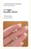 Genuine S925 Sterling Silver Double Diamond Moissanite Earrings Plated In 18K White Gold - Light Luxury Cold Style Hoops & Studs