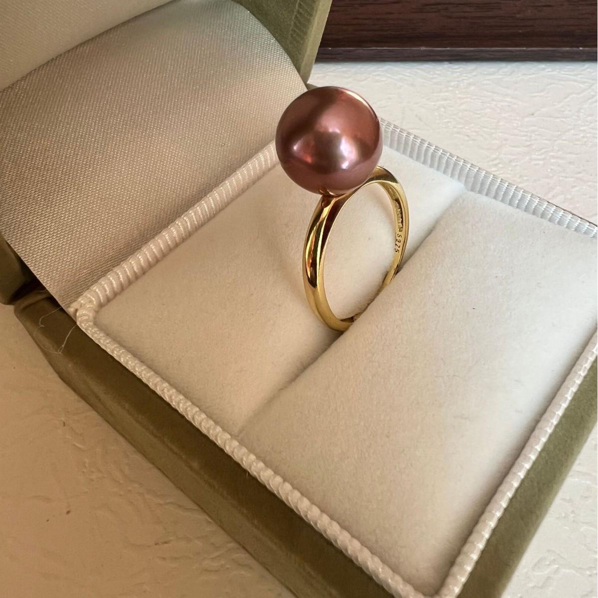 Adjustable Sterling Silver Ring with 11-12 mm Edison Metallic Purple Freshwater Pearl 11-12 mm фиолетовый