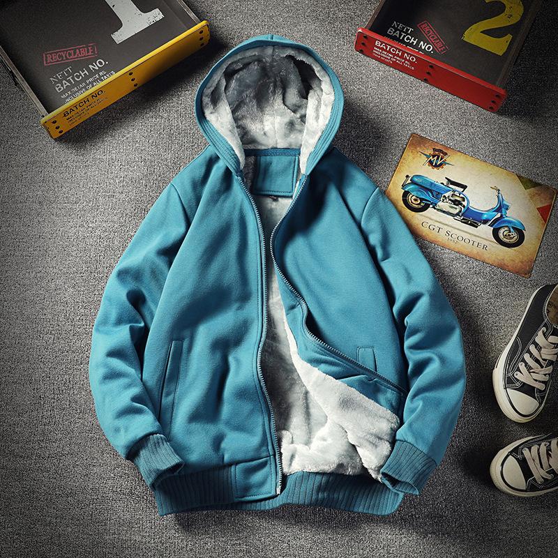 

Padded and Thickened Hooded Sweatshirt Men s Models Winter Fashion Trend Loose Solid Colour Comfortable and Versatile Jacket Men s Tops 5XL