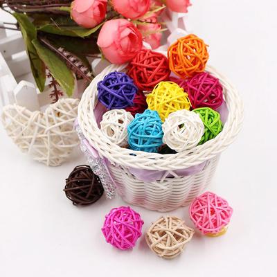 10Pcs DIY Ornaments Festival Decor DIY Crafts 3cm Multicolor Rattan Ball Kids Toys Home Decorations